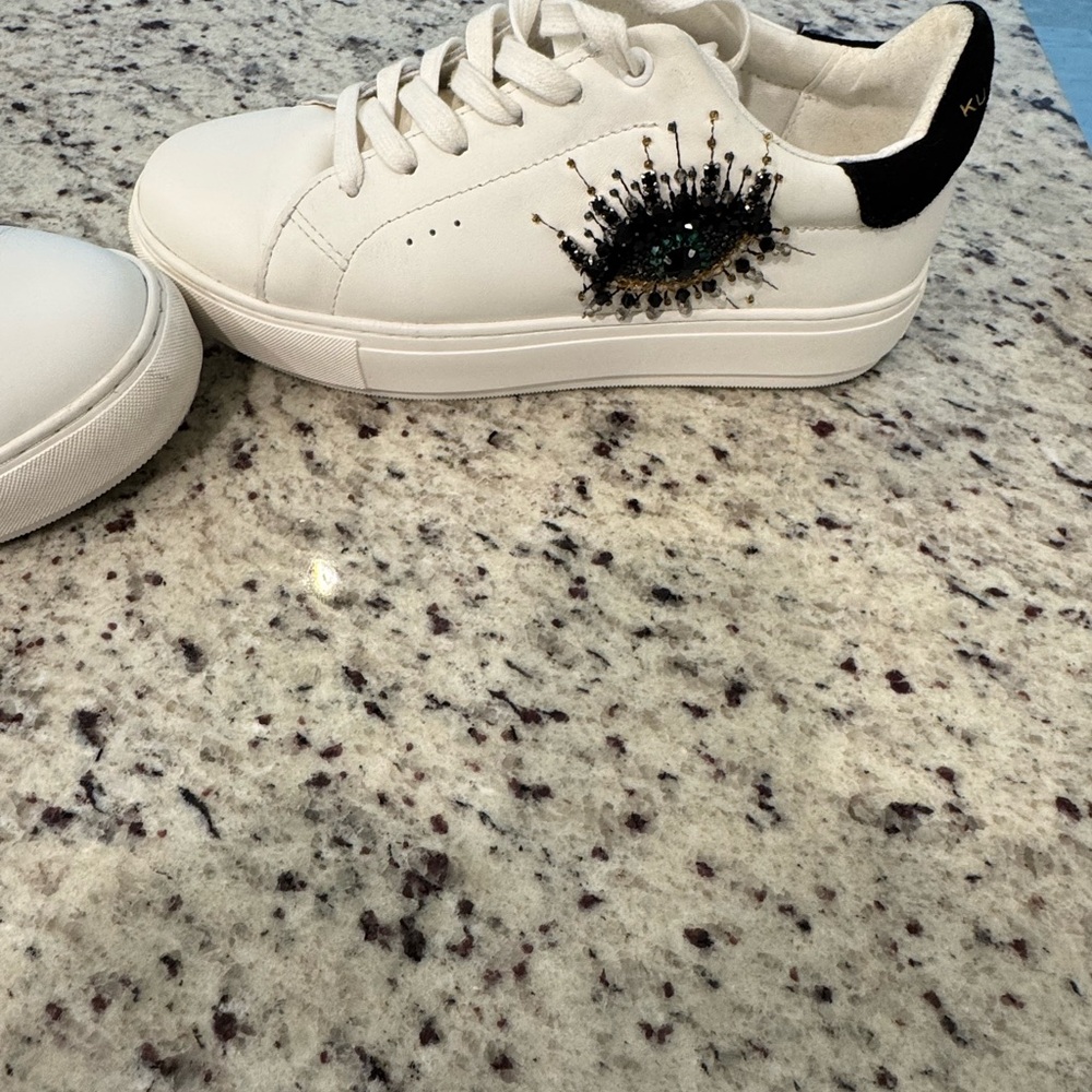 Kurt Geiger White and Black Artistic Sneakers